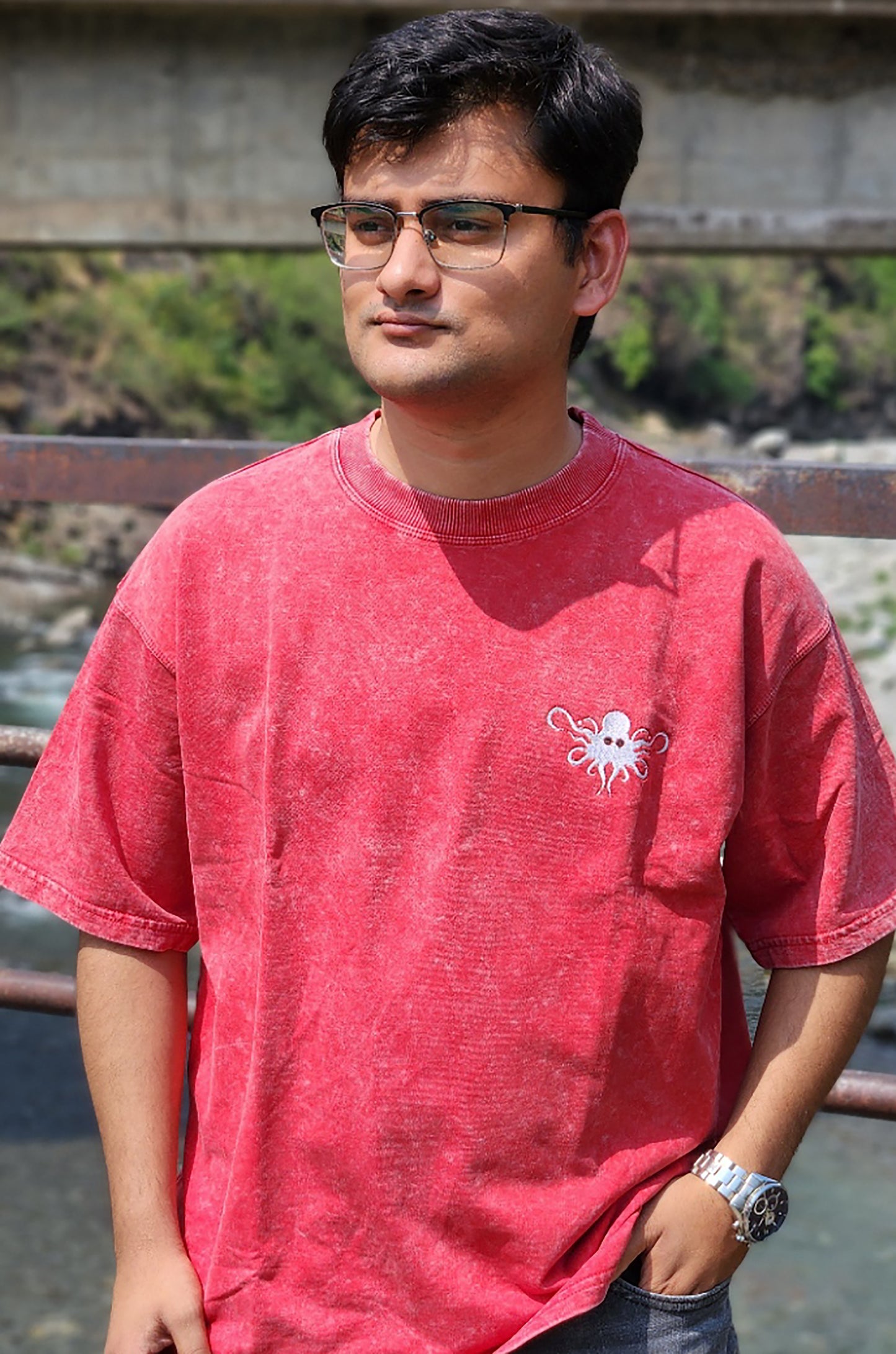 Red Ember Tee – Oversized Boxy Fit | Acid Washed