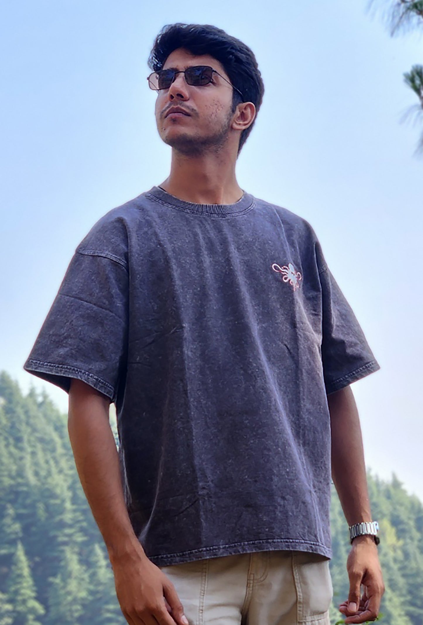 Charcoal Mist Tee – Oversized Boxy Fit | Acid Washed