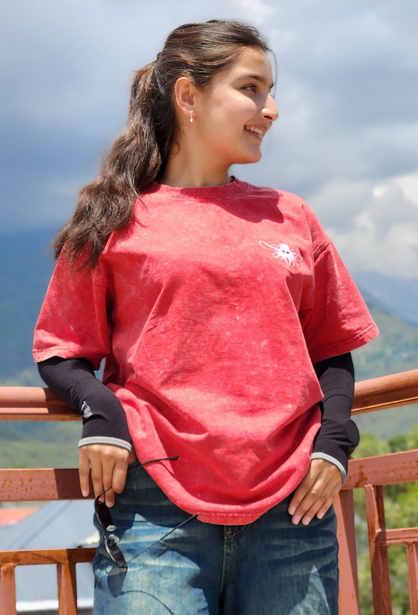 Red Ember Tee – Oversized Boxy Fit | Acid Washed