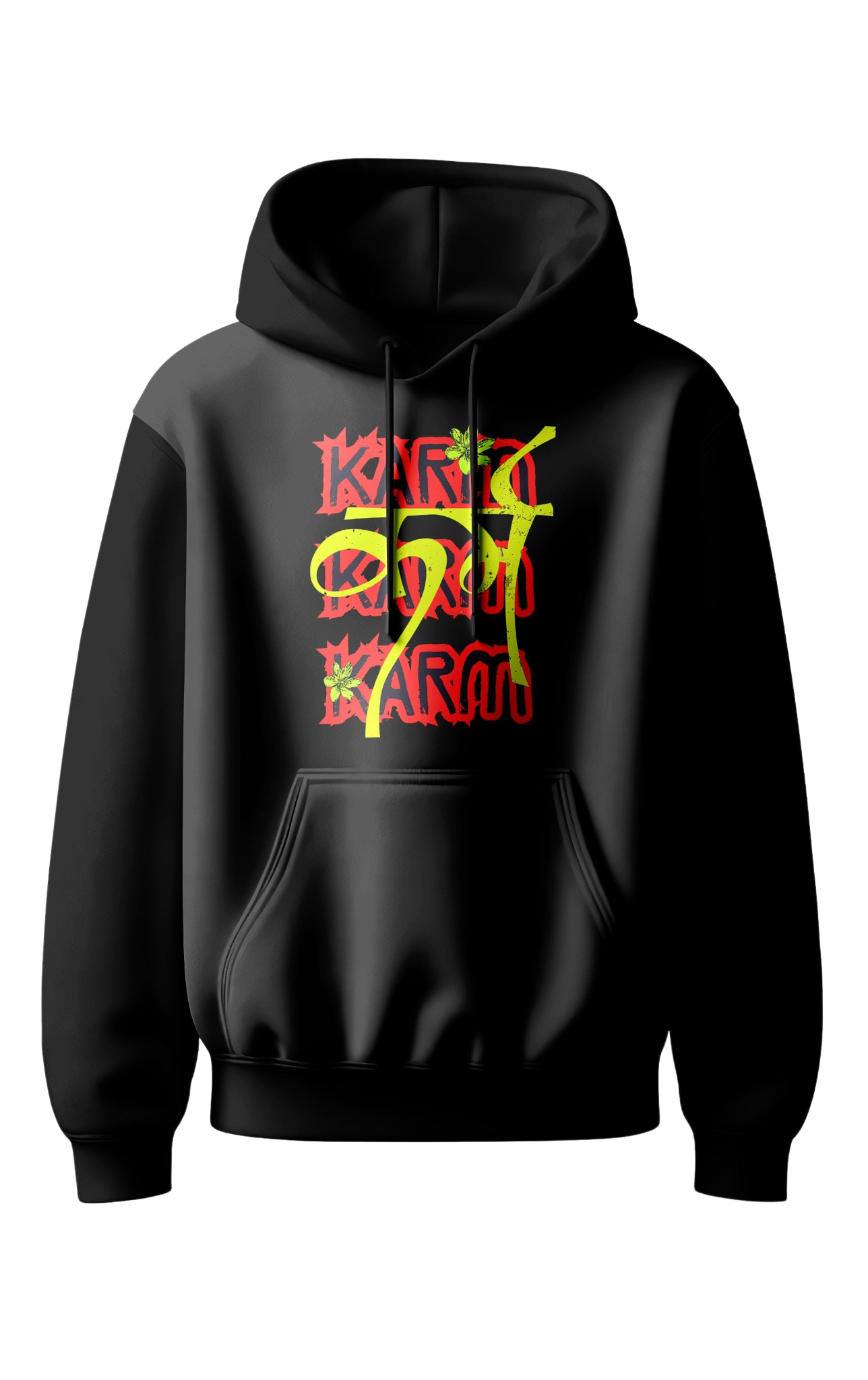 ZF Premium 350gsm Boxy Fit Printed Hoodie, Black- Karm