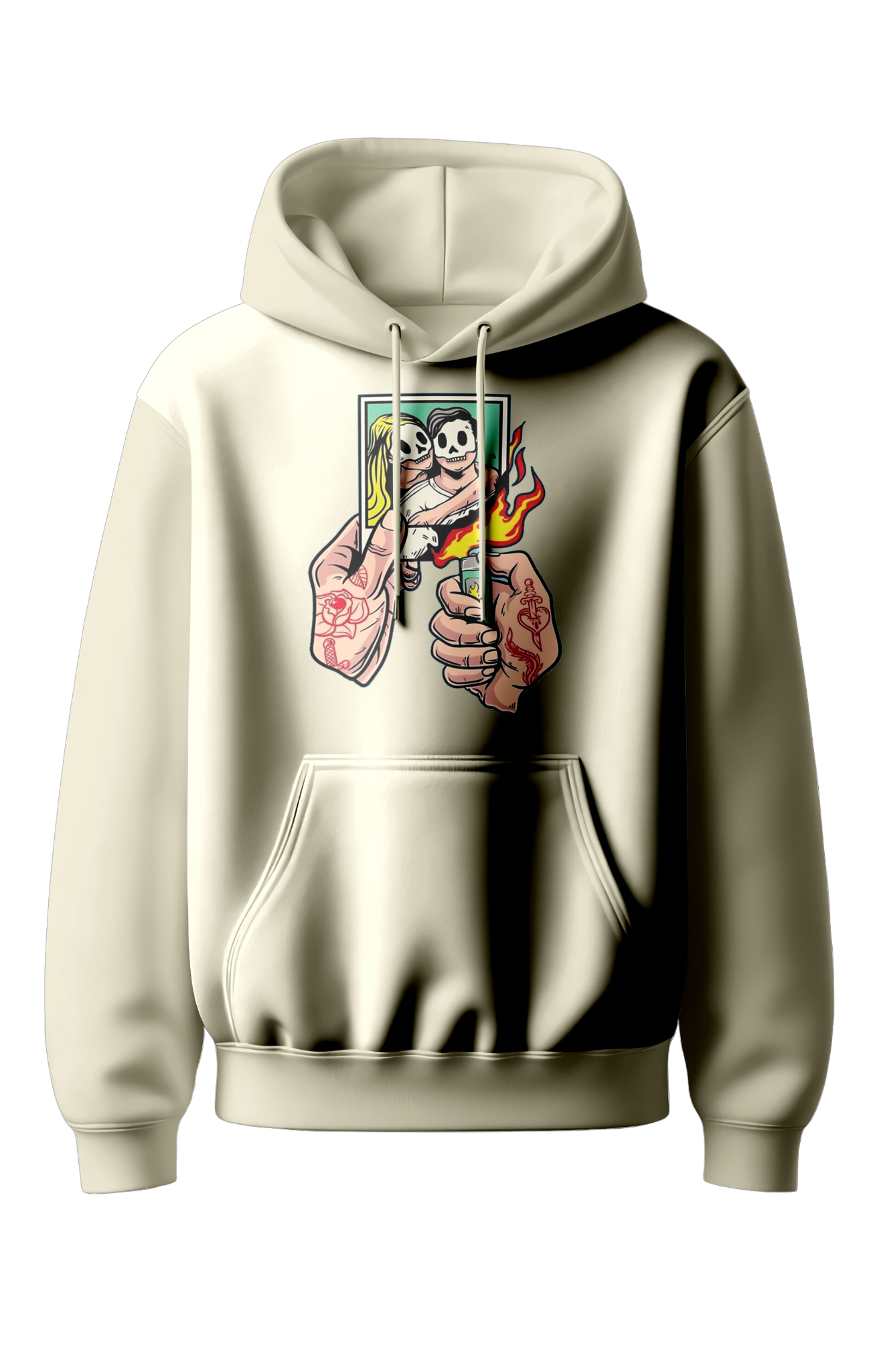 ZF Premium 350gsm Boxy Fit Printed Hoodies, Beige- Zeest